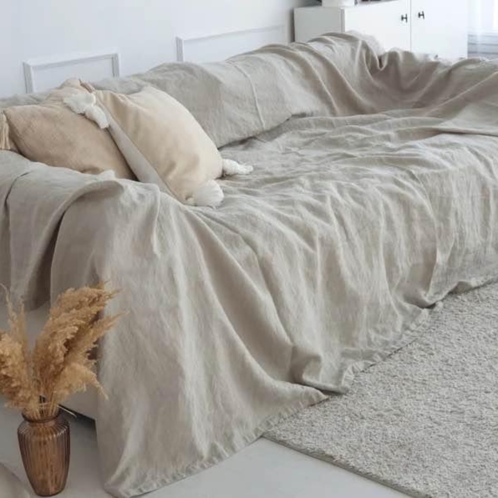 very oversized linen bedspread